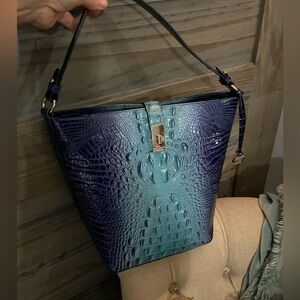 Elegant Brahmin Blue Crocodile-Embossed Women Bag